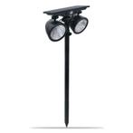 Solar priklamp Vision met twee spots en 5 lichtstanden, Zonne-energie, Kunststof, Verzenden, Staande lamp