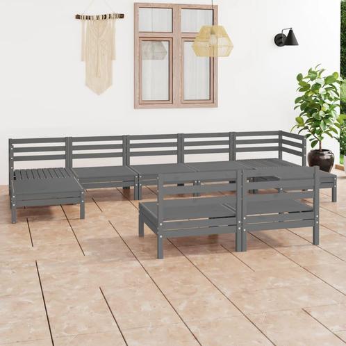 vidaXL 9-delige Loungeset massief grenenhout grijs, Tuin en Terras, Tuinsets en Loungesets, Loungeset, Nieuw, Verzenden