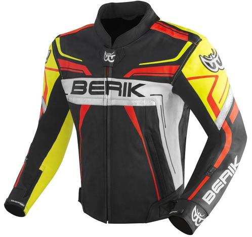 Berik Absolute Race Zwart Neon Geel Neon Rood Wit Leren, Motoren, Kleding | Motorkleding, Heren, Nieuw met kaartje, Jas | textiel