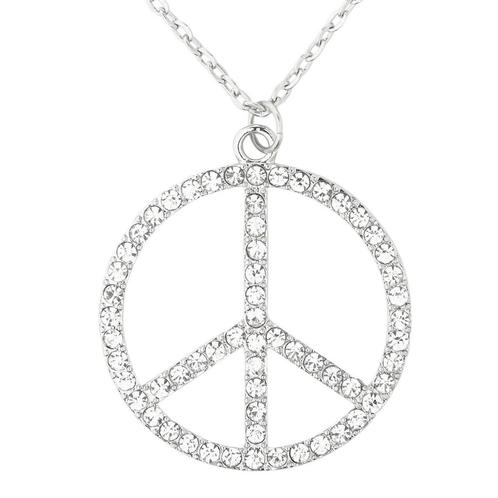 Hippie 60S Ketting Zilver Peace, Hobby en Vrije tijd, Feestartikelen, Nieuw, Verzenden