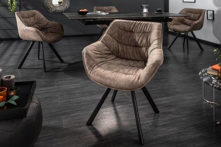 Design stoel THE DUTCH COMFORT taupe retro stijl met, Huis en Inrichting, Stoelen, Ophalen of Verzenden