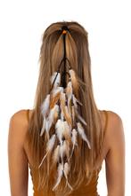 Hoofdband Veren Wit Beige Bruin Ibiza Hippie Indiaan Haarban, Kleding | Dames, Carnavalskleding en Feestkleding, Ophalen of Verzenden