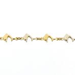 Bicolor gouden armband van dolfijnen (Schakelarmband), Ophalen of Verzenden, Gebruikt, Overige kleuren, Goud
