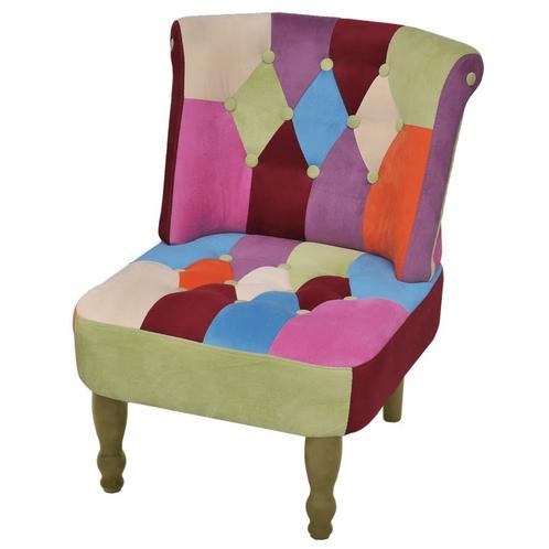 vidaXL Franse stoel met patchwork ontwerp stof, Huis en Inrichting, Fauteuils, Nieuw, Verzenden