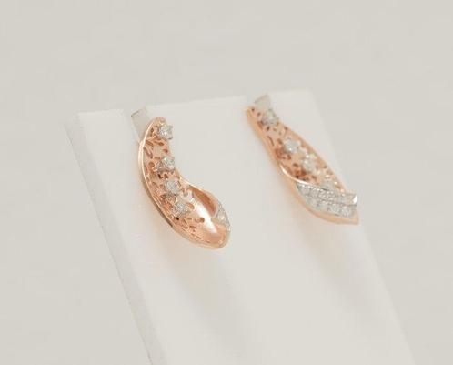 Oorstekers - 14 karaat Roségoud - 0.33ct. tw. Diamant, Sieraden, Tassen en Uiterlijk, Antieke sieraden