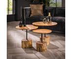 Salontafel set/3 boomstam voet - Massief acacia naturel, Ophalen of Verzenden, Nieuw