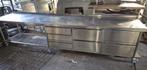 RVS grote 390cm banket bakkerij werkbank **veiling**, Gebruikt, RVS Meubilair