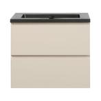 Badkamermeubel Summer 60cm mat beige met zwarte wastafel, Verzenden, Nieuw