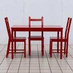 Set Rode Eettafel met Stoelen, Huis en Inrichting, Tafels | Eettafels, Ophalen of Verzenden, Nieuw