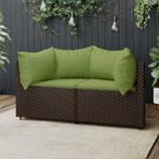 vidaXL Tuinhoekbanken met kussens 2 st poly rattan bruin, Verzenden, Nieuw, Rotan