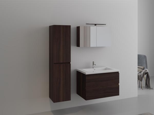 Veiling - 1-persoons 80 cm donker hout decor - Incl. kraan, Doe-het-zelf en Verbouw, Sanitair