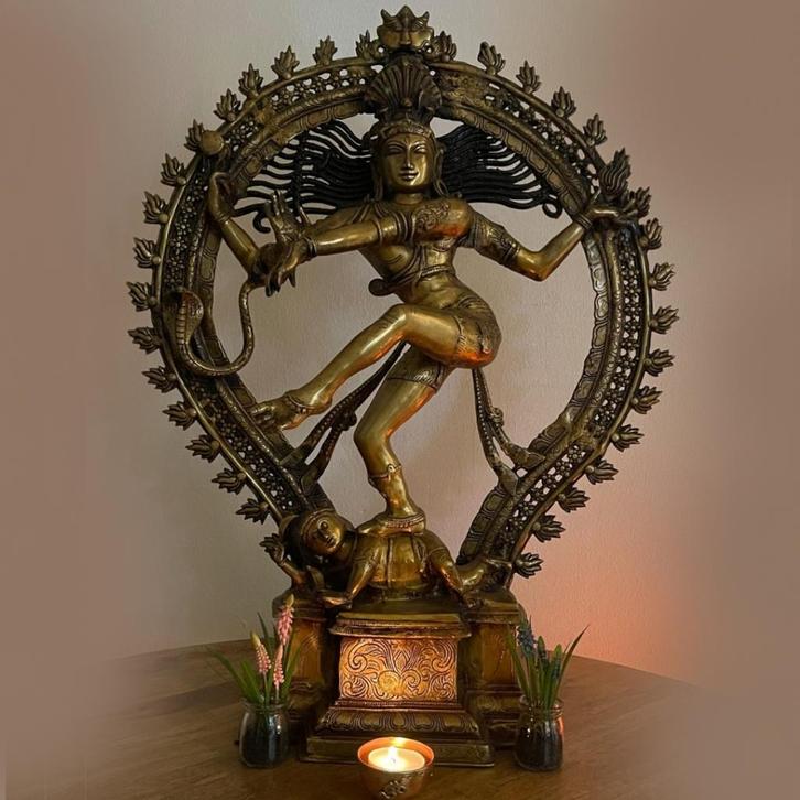 Beeld Dancing Shiva Nataraj XXL - Brons/Messing - 34 kg, Verzamelen, Beelden en Beeldjes, Ophalen of Verzenden