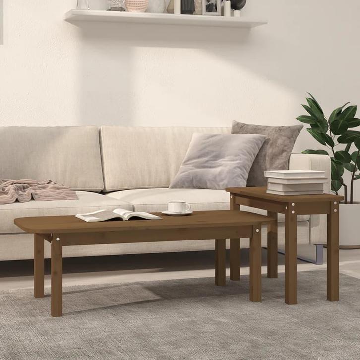 vidaXL 2-delige Salontafelset massief grenenhout honingbruin, Huis en Inrichting, Tafels | Salontafels, Nieuw, Grenenhout, Verzenden