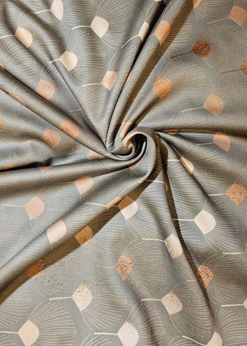 Satijnstof van katoen Art Déco olijfgroen Limited Edition -, Antiek en Kunst, Antiek | Kleden en Textiel