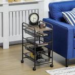TRUUSK Serveerwagen - 4 Vakken - 1 Tafelblad - 4 Wielen met, Huis en Inrichting, Tafels | Bijzettafels, Verzenden, Nieuw