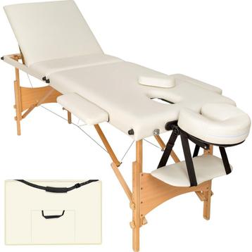 3-zone massagetafel met vulling en houten frame - beige beschikbaar voor biedingen