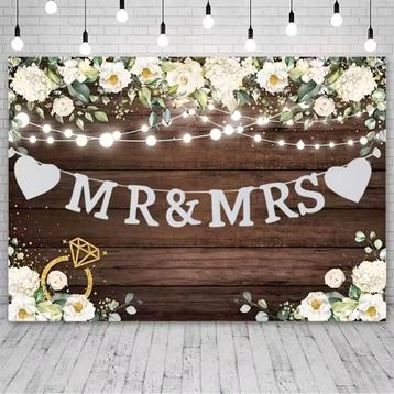 Mr & Mrs witte letter banner met harten beschikbaar voor biedingen