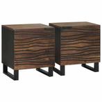 vidaXL Nachtkastje 2 pcs Walnotenhout 40 x 33 x 46 cm, Minder dan 45 cm, Verzenden, Nieuw, Minder dan 55 cm
