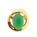 Gouden ring met chrysopraas (vintage ring, vintage), Sieraden, Tassen en Uiterlijk, 18 tot 19, Gebruikt, Overige kleuren, Ophalen of Verzenden
