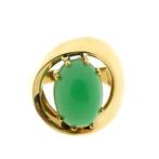 Gouden ring met chrysopraas (vintage ring, vintage), 18 tot 19, Goud, Met edelsteen, Gebruikt