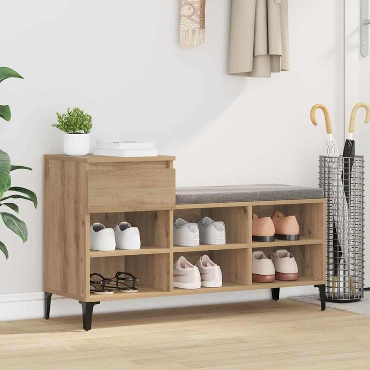 vidaXL Schoenenkast met lade artisanaal eikenkleurig 102 x, Huis en Inrichting, Kasten | Schoenenrekken, Nieuw, Verzenden