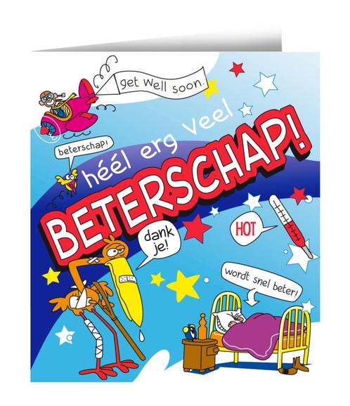 Wenskaart Beterschap 16,5cm, Hobby en Vrije tijd, Feestartikelen, Nieuw, Verzenden