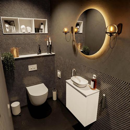 MONDIAZ FOWY toiletmeubel 50cm kleur talc. Waskom positie, Doe-het-zelf en Verbouw, Sanitair, Bad, Nieuw, Ophalen of Verzenden
