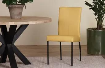 Leren Eetkamerstoelen Geel, Huis en Inrichting, Stoelen, Nieuw, Leer, Ophalen of Verzenden