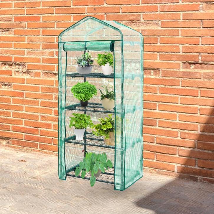 Tuinkas met wielen | Broeikas | Foliekas | Kas | 69x49x165cm, Tuin en Terras, Kassen, Folie, Staal, Nieuw, Kweekkas, Verzenden