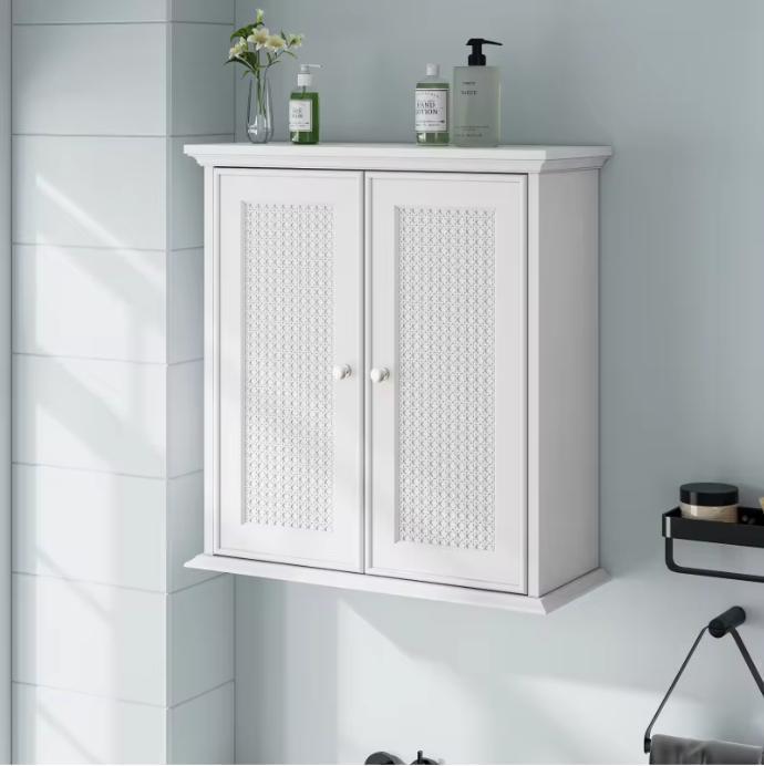 Badkamerkast met rotan deur en verstelbare planken, Huis en Inrichting, Badkamer | Badkamermeubels, Nieuw, Verzenden