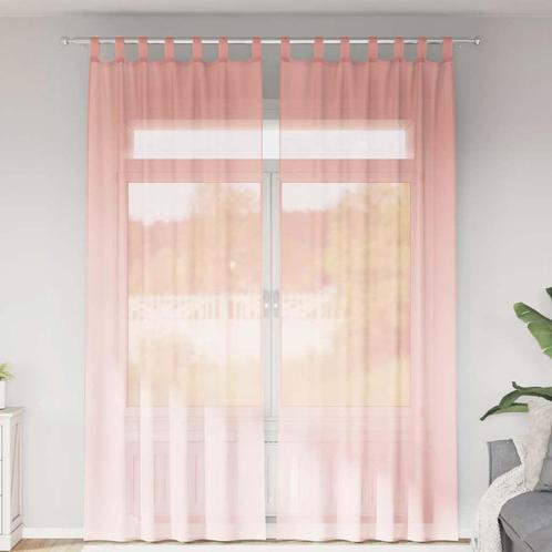 vidaXL Gordijnen voile met roedezakken 2 st roze, Huis en Inrichting, Stoffering | Gordijnen en Lamellen, Nieuw, Verzenden