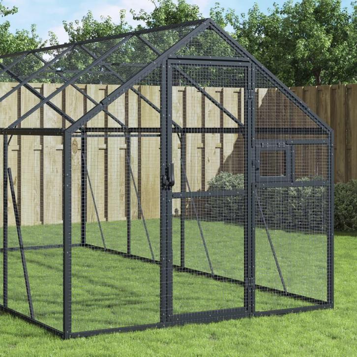 vidaXL Volière 1,79x2x1,85 m aluminium antracietkleurig, Dieren en Toebehoren, Overige Dieren-accessoires, Nieuw, Verzenden