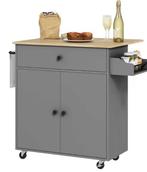 Keukeneiland met Wielen & Klapblad – 106×42×87 cm, Huis en Inrichting, Keuken | Keukenelementen, Verzenden, Nieuw