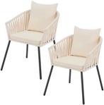 2dekans | Touwstoelen - Set van 2 - Incl. Zit- en Rugkussens, Tuin en Terras, Tuinsets en Loungesets, Ophalen of Verzenden, Zo goed als nieuw