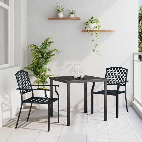vidaXL Tuin Eetset 3 pcs Antraciet Staal, Tuin en Terras, Tuinsets en Loungesets, Nieuw, Verzenden