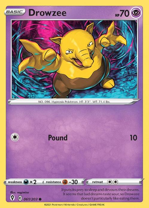 drowzee 061/203 evolving skies, Hobby en Vrije tijd, Verzamelkaartspellen | Pokémon, Losse kaart, Nieuw, Foil, Ophalen of Verzenden