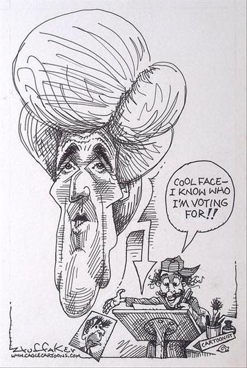 Pentekening Amerika - Kerry gezicht (lijst optie) beschikbaar voor biedingen
