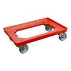 Transportroller 60x40 cm Rood 240 kg Dolly Rubber Wiel Open, Nieuw, Verzenden