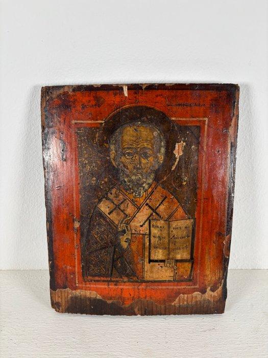 Icoon - Nikolaas de Wonderdoener - Hout, Antiek en Kunst, Kunst | Niet-Westerse kunst