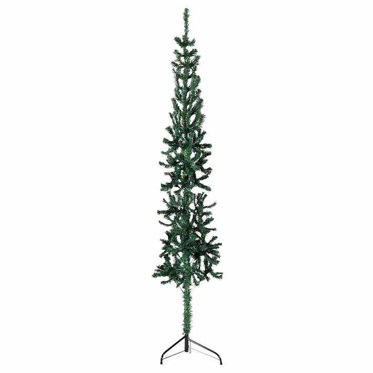 vidaXL Kunstkerstboom half met standaard smal 120 cm groen, Diversen, Kerst, Nieuw, Verzenden