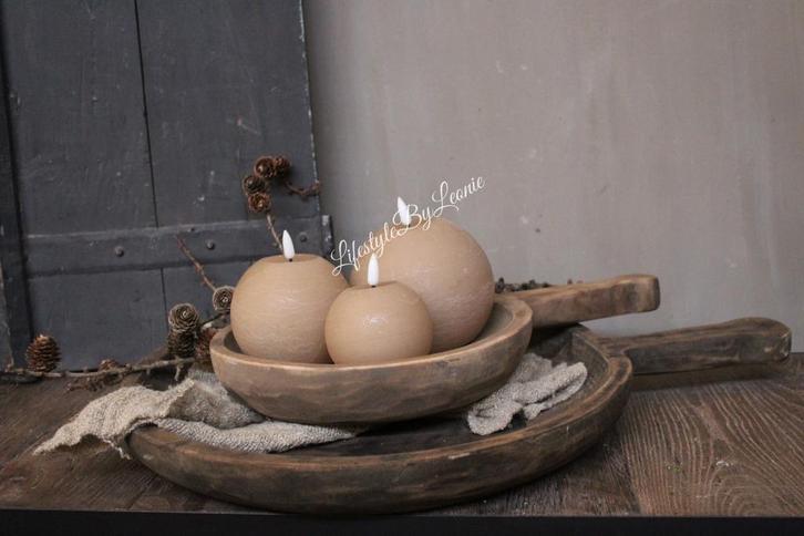 LED bol kaars beige M, Huis en Inrichting, Woonaccessoires | Kandelaars en Kaarsen, Nieuw, Ophalen of Verzenden