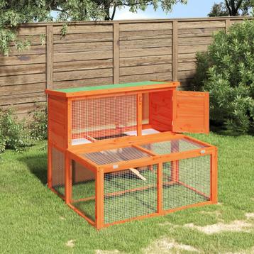 vidaXL Konijnenhok 102x90x84,5 cm massief grenenhout bruin beschikbaar voor biedingen