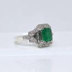 Zonder Minimumprijs - Ring Zilver - 1.20ct. tw. Smaragd -, Sieraden, Tassen en Uiterlijk, Ringen, Nieuw