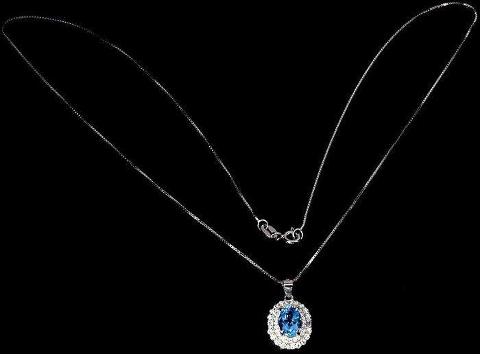 Zonder Minimumprijs - Ketting met hanger Zilver Topaas, Sieraden, Tassen en Uiterlijk, Antieke sieraden
