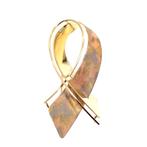 Tricolor gouden broche als lint (vintage, fantasie broche), Ophalen of Verzenden, Gebruikt, Overige kleuren, Goud