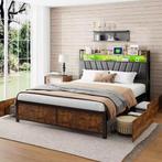 Metalen Tweepersoonsbed met 4 Lades en Opberghoofdeinde, Huis en Inrichting, Slaapkamer | Bedden, Verzenden, Nieuw