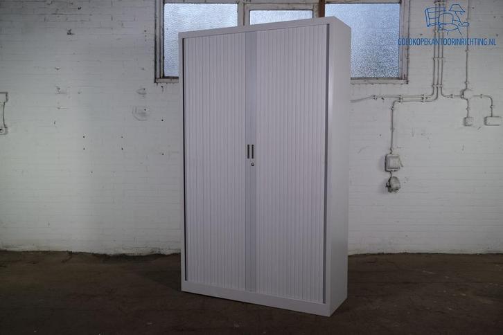 Roldeurkast | Tweedehands | Grijs | 4 legborden | HK294, Huis en Inrichting, Kasten | Roldeurkasten en Archiefkasten, Gebruikt