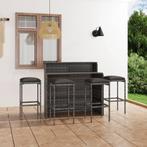 vidaXL 5-delige Tuinbarset met kussens grijs, Tuin en Terras, Tuinsets en Loungesets, Verzenden, Nieuw, Rotan, 4 zitplaatsen