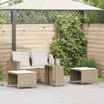 vidaXL 5-delige Tuinbankstel met kussens stapelbaar beige, Verzenden, Nieuw, Rotan