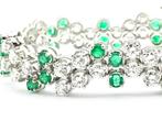 Exclusieve witgouden armband met smaragd en diamant 7,40..., Gebruikt, Overige kleuren, Ophalen of Verzenden, Met edelsteen